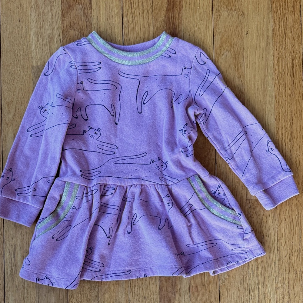 Mini Boden Cat Print Sweatshirt dress